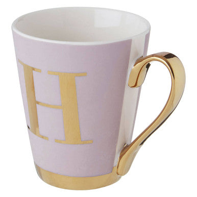 Frosted Deco Lilac Monogram Mug, H
