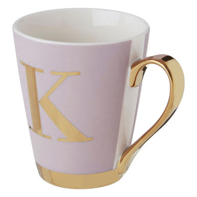 Mimo Pastel Pink Frosted Deco K Letter Monogram Mug