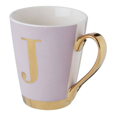 Mug with gold handle and letter &