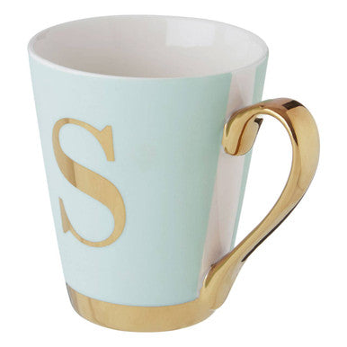 Mug with gold handle and letter &