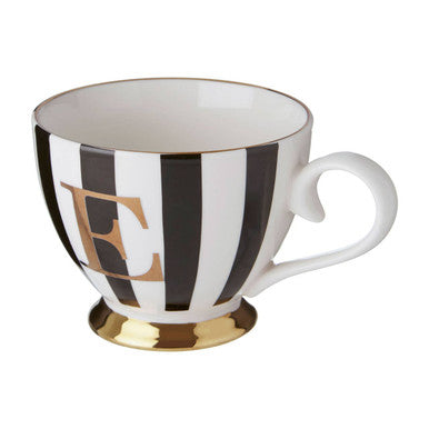 Duchess Black and White Monogram Mug, E
