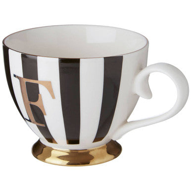 Duchess Black and White Monogram Mug, F
