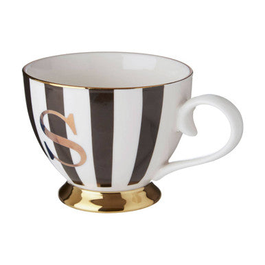 Duchess Black and White Monogram Mug, S