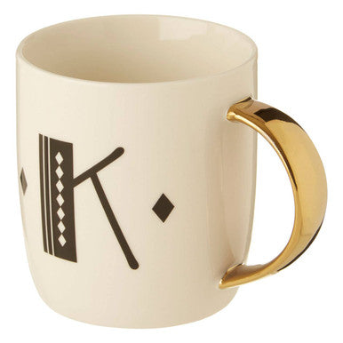 Diamond Deco White Monogram Mug, K