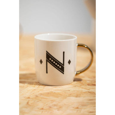 Diamond Deco White Monogram Mug N