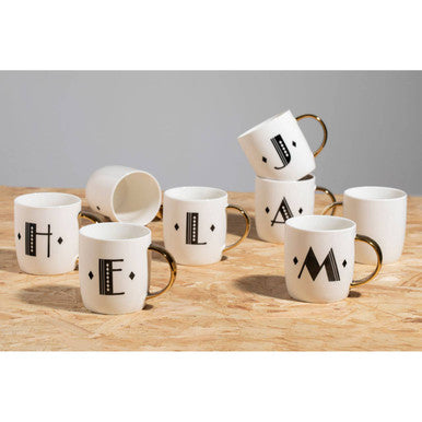Diamond Deco White Monogram Mug, N