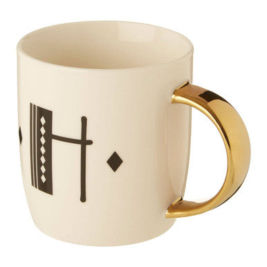 Diamond Deco White Monogram Mug, H