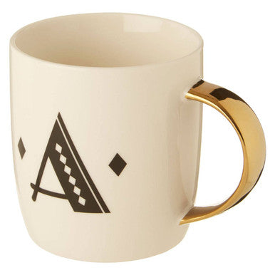 Diamond Deco White Monogram Mug, A