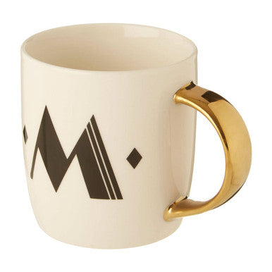 Diamond Deco White Monogram Mug, M