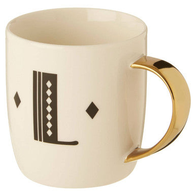 Diamond Deco White Monogram Mug, L