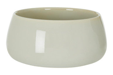 Beige ceramic planter on a white background