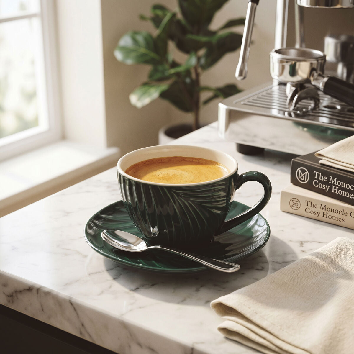Dark Green Espresso Cup and Saucer | Bali