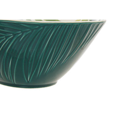 Bali Dark Green Large Salad Bowl with Leaf Design
