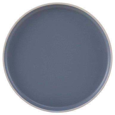 Elmira Twelve Piece Blue Stoneware Dinner Set With Grey Rim