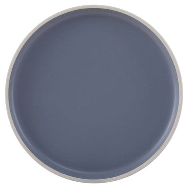 Elmira Twelve Piece Blue Stoneware Dinner Set With Grey Rim