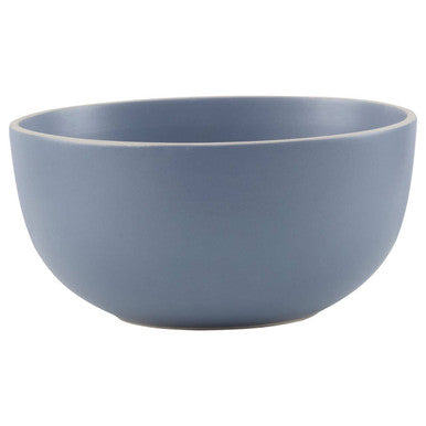 Elmira Twelve Piece Blue Stoneware Dinner Set With Grey Rim