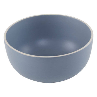 Elmira Twelve Piece Blue Stoneware Dinner Set With Grey Rim