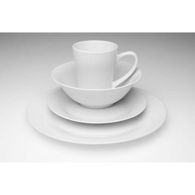 Elmira 16Pc White Porcelain Coupe Dinner Set