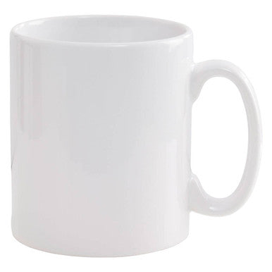 White ceramic mug on a white background