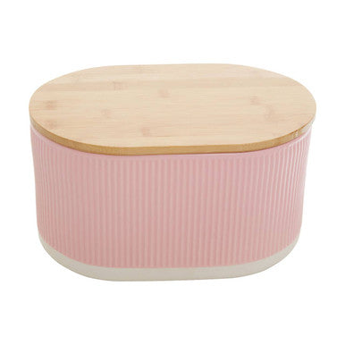 Geome Pink Bread Bin In Stoneware