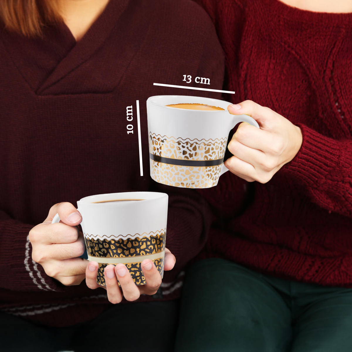 London Set Of Two Leopard Print Mugs