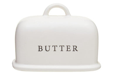 White butter dish with &