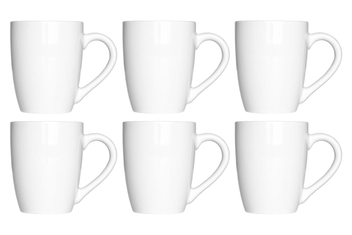 Elmira Set of 6 Tapered White Mugs 13ml