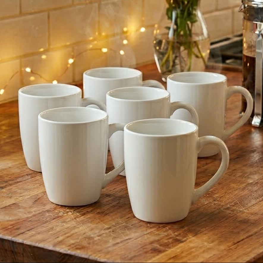Elmira Set of 6 Tapered White Mugs 13ml