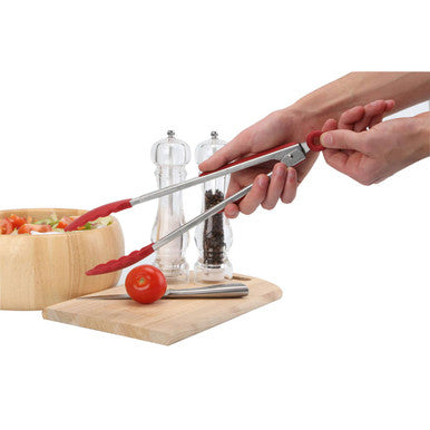 Zing Stainless Steel And Red Silicone Tongs