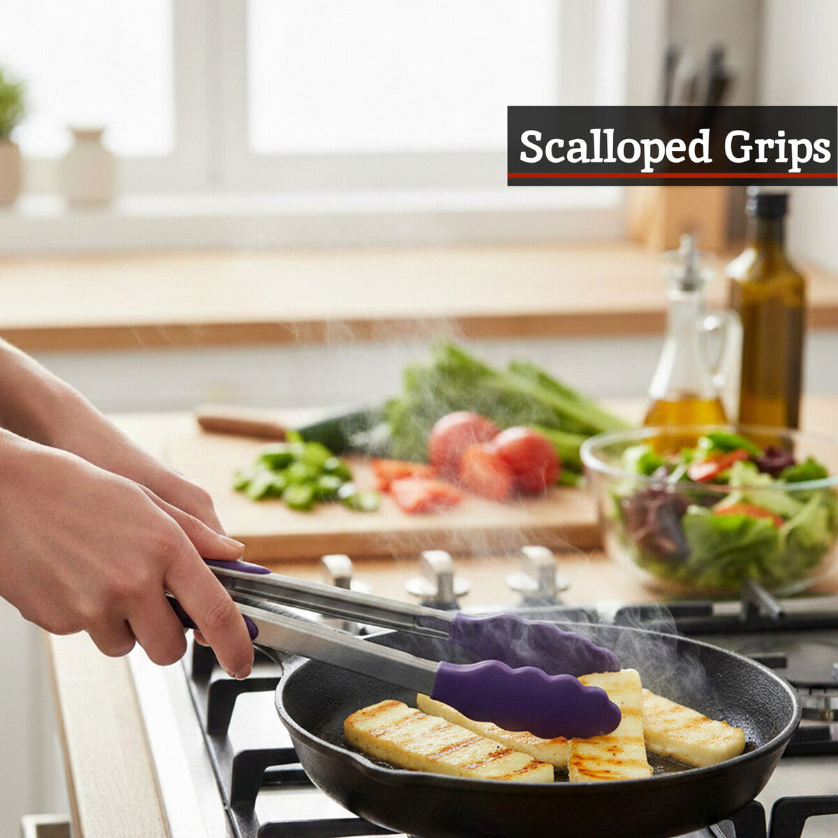 Zing Stainless Steel And Purple Silicone Tongs