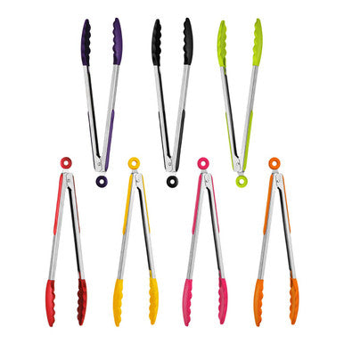 Zing Black Silicone And Stainless Steel Tongs