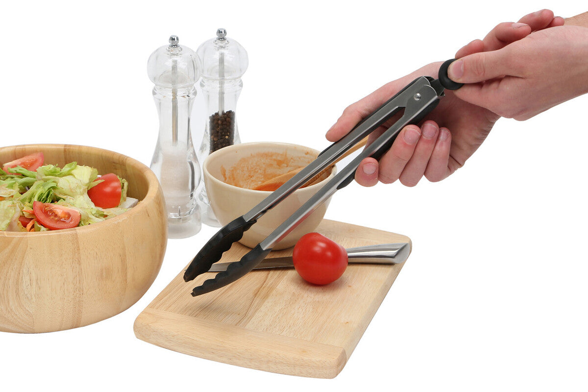 Zing Black Silicone And Stainless Steel Tongs