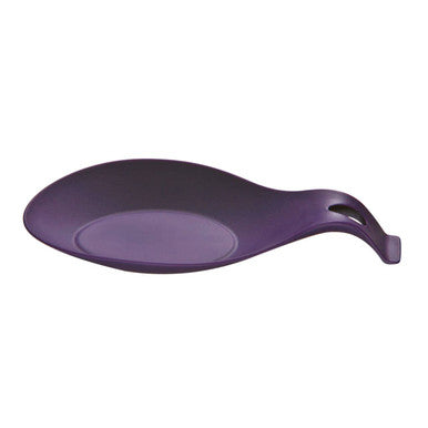 Purple ceramic plate with handle on a white background