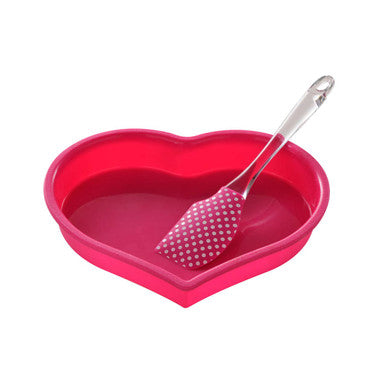 Heart Silicone Mould and Spatula Baking Set