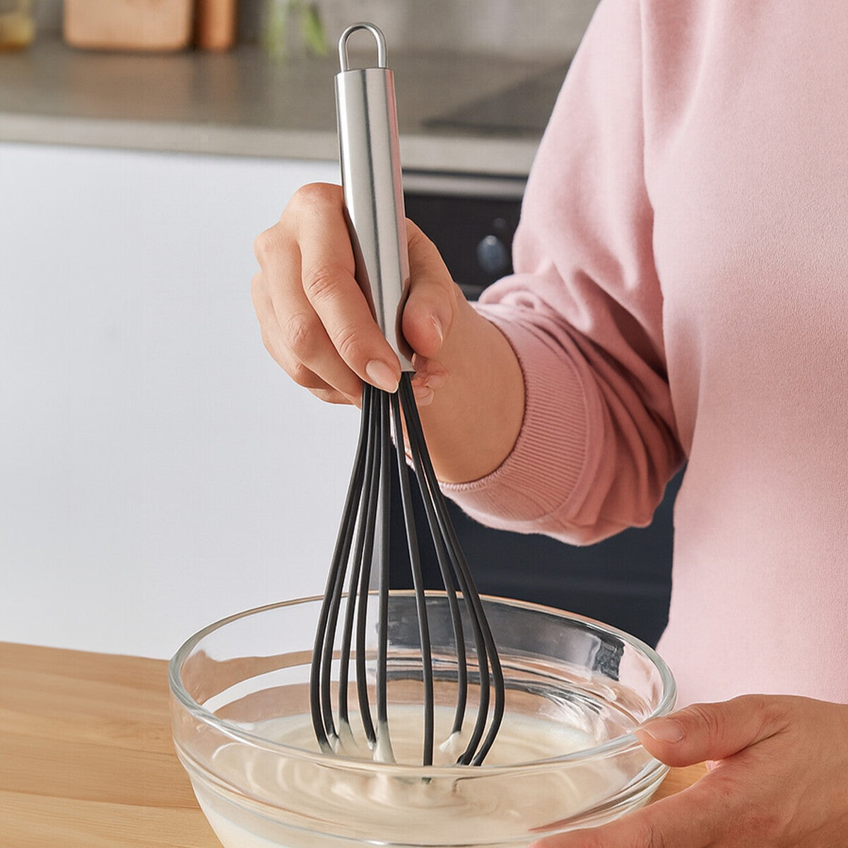 Zing Black Silicone Whisk with Stainless Steel Handle