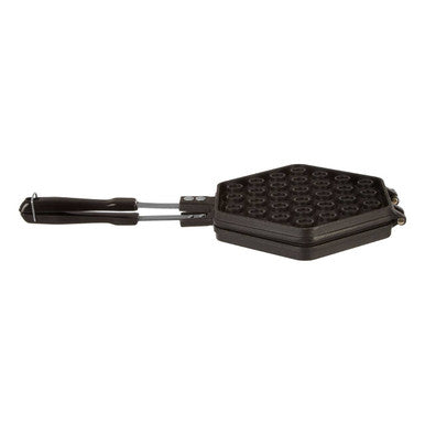 Black waffle maker on a white background