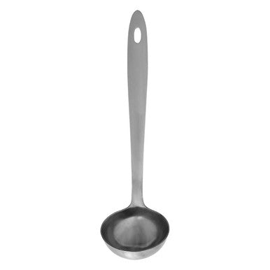 Stainless steel ladle on a white background