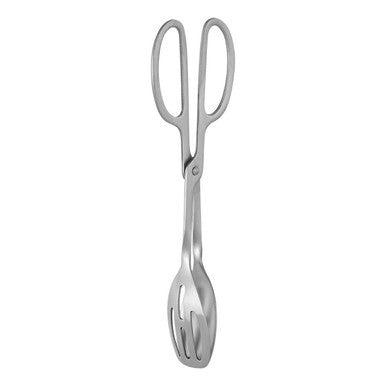 Metallic tongs on a white background