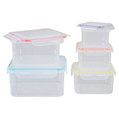 Herrela 5Pc Square Food Containers With Airtight Lids