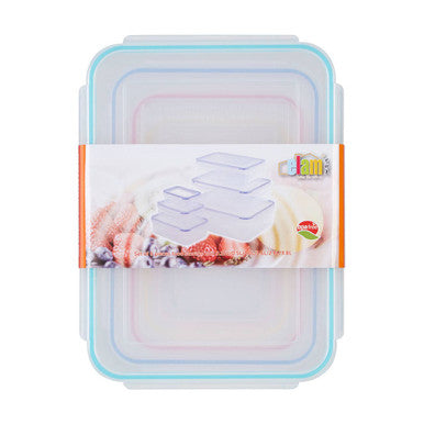 Herrela 6Pc Rectangular Food Containers With Airtight Lids