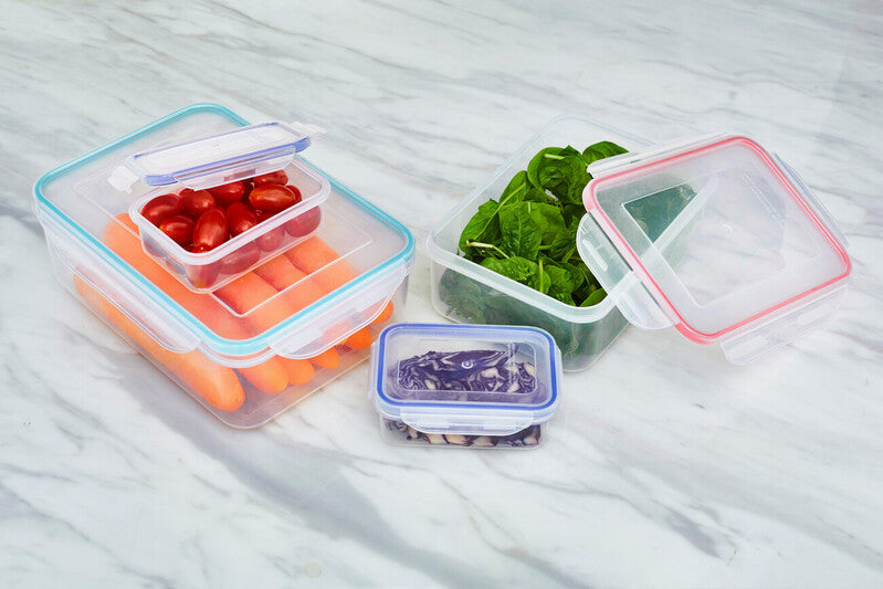 Herrela 5Pc Square Food Containers With Airtight Lids