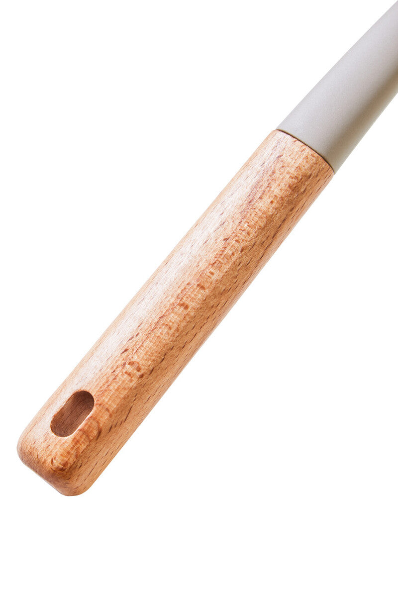 Wooden handle with a gray top on a white background