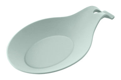 Light blue ceramic serving dish with handle on a white background