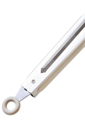 White curtain rod with a ring on a white background