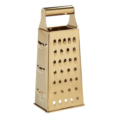 Gold box grater on a white background