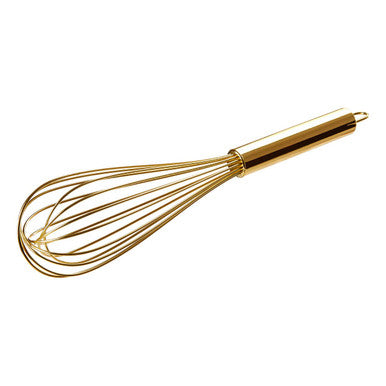 Gold whisk on a white background