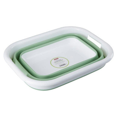 Averill Collapsible Green White Laundry Basket
