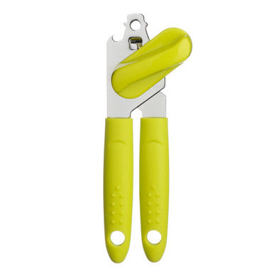 Can opener with green handles on a white background