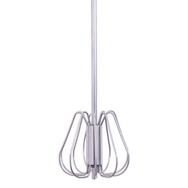Metal whisk attachment on a white background