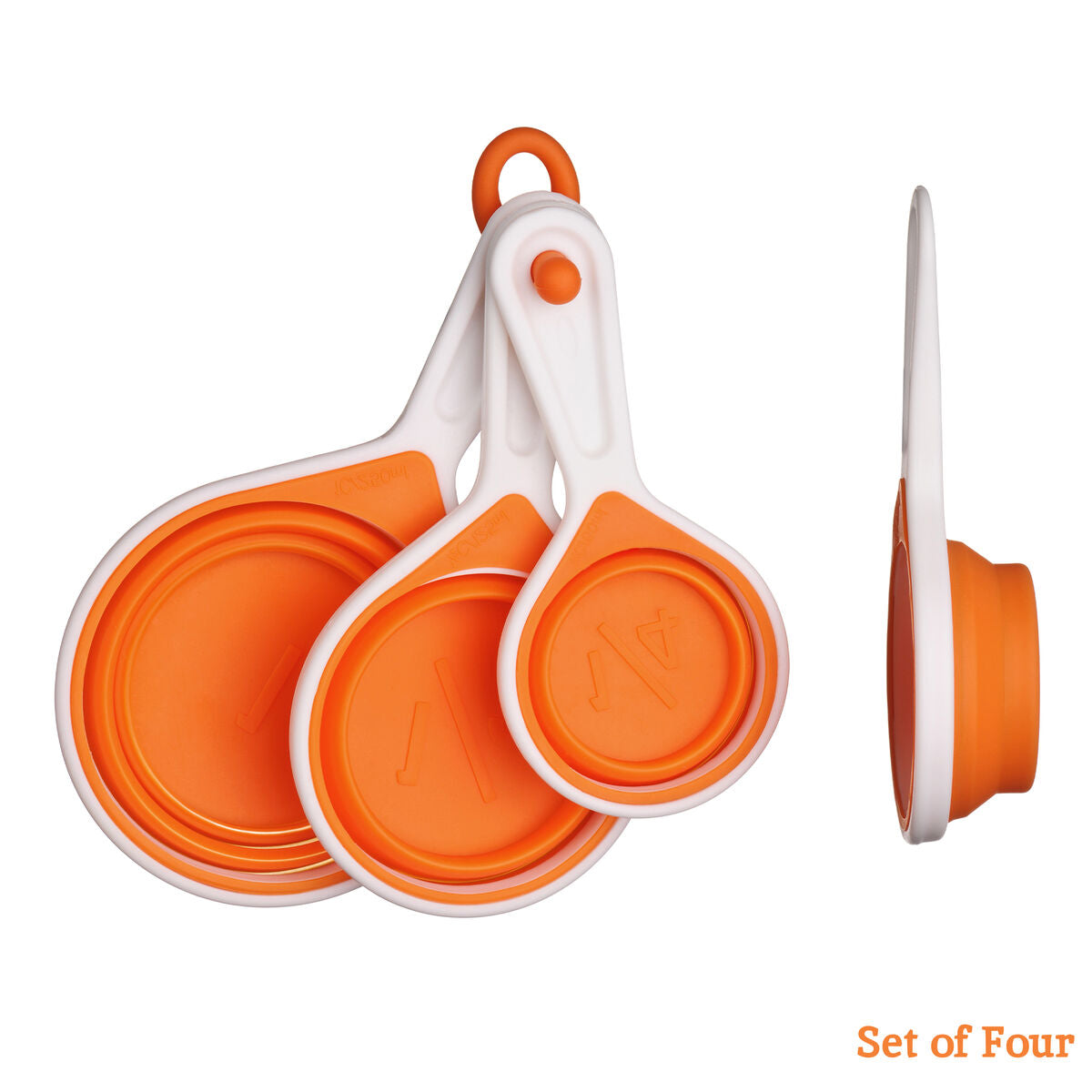 Set Of 4 Collapsible Orange Silicone Measuring Cups | Zing